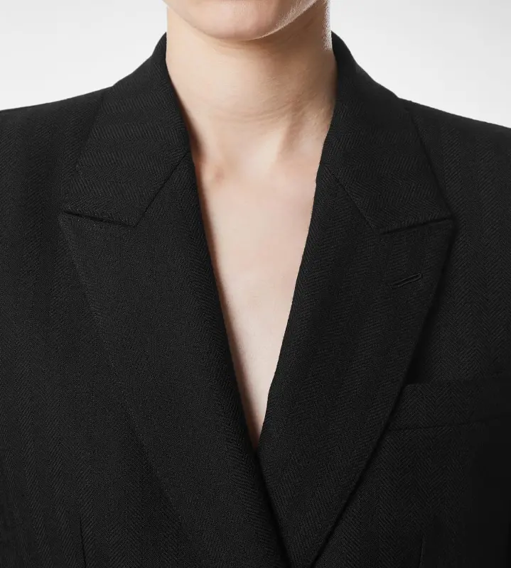 SHARP HERRINGBONE DOUBLE BREASTED JACKET BLACK online